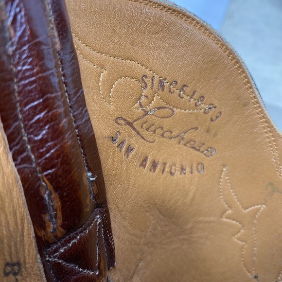 Vtg Lucchese Mens 10B Brown Ranch Hand Cowboy Boots - Picture 10 of 12